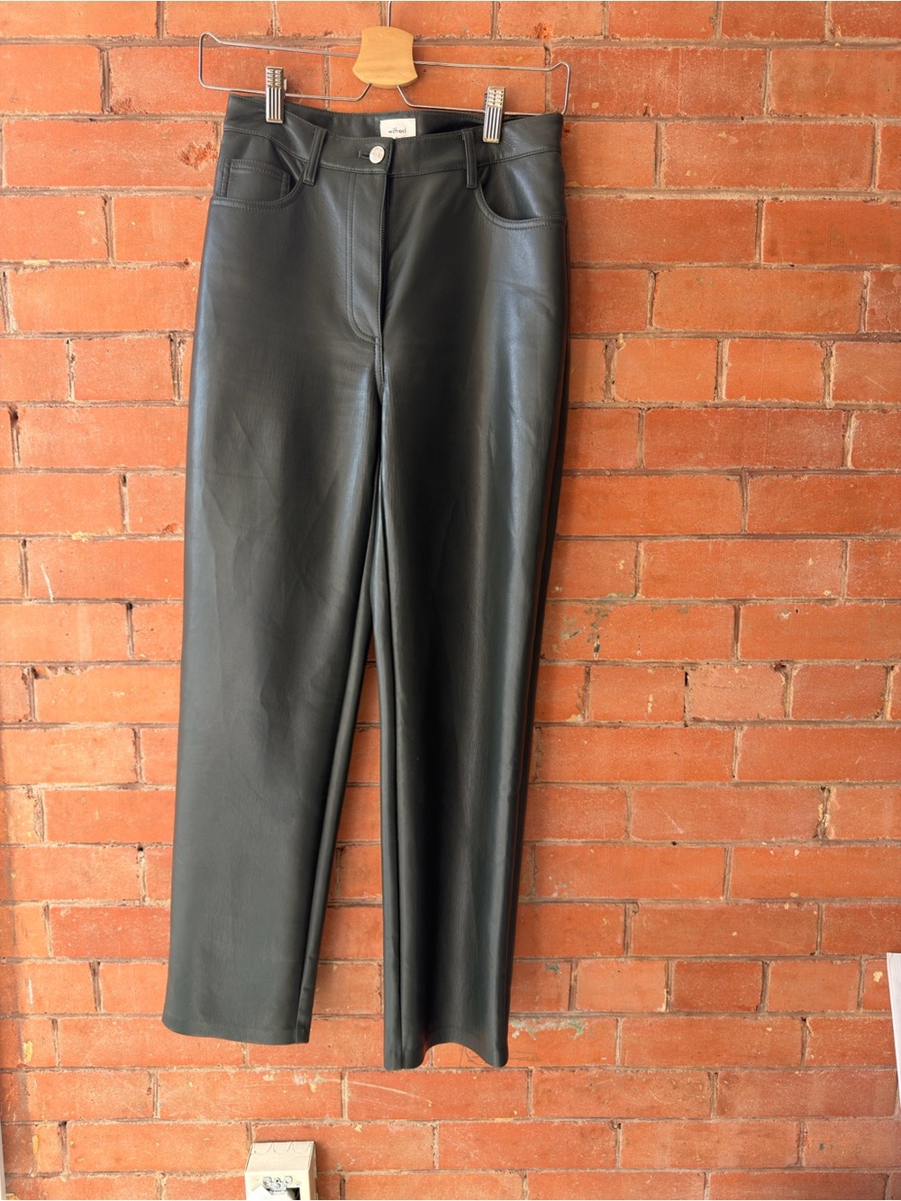 Wilfred Black Faux Leather Straight-Leg Jeans